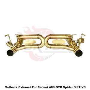 Vortex Golden Titanium Valved Catback <b>Exhaust</b> System for Ferrari 488 GTB Spider 3.9T V8 Direct Fit Performance System - Product Image 3