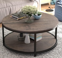Table basse moderne minimaliste en fer et bois à deux niveaux avec rangement pour salon et bureau