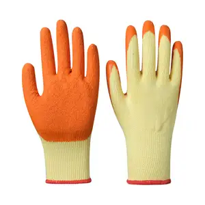 Fabriek Groothandelsprijs Katoen Latex Rubber Kreuk Gecoat Zware Resistente Constructie Veiligheidswerk Handhandschoenen