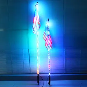 Großhandel led auto licht pol-3FT/4FT/5FT Antennen flagge LED-Auto beleuchtungs mast Fernbedienung oder Blue Tooth Controller RGB Twisted Tube Light Für 4x4 Offroad-Autos