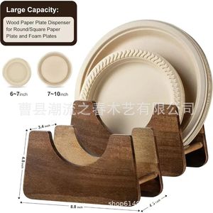 Wooden paper <b>plate</b> <b>rack</b> for home kitchen, tableware <b>rack</b>, disposable <b>plate</b> holder - Product Image 3