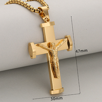 Collier religieux MECYLIFE avec croix, pendentif croix de Jésus, bijoux chrétiens en acier inoxydable, pendentif crucifix