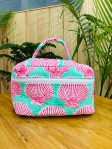 Bolsa de Maquillaje Acolchada de Algodón Hecha a Mano, con Cierre, Diseño Floral, Ecológica y Duradera, para Viaje - Product Image 5