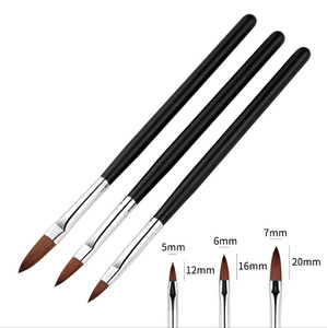 Lot de 3 pinceaux à ongles professionnels en bois noir, taille 2, poils en nylon, pour poudre, sculpture, peinture, manucure en salon - Product Image 3