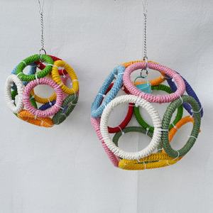 Juguetes para Pájaros, Círculo de Cuerda de Cáñamo Colorido, Bola Linglong, Columpio, Anillos de Rompecabezas para Jaula de Pájaros, Suministros de Juego, Juguetes para Mascotas Aves - Product Image 4