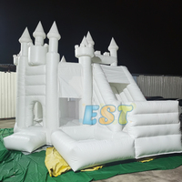 Grande maison blanche commerciale de rebond de fête de mariage avec le château plein d'entrain blanc de maison de toboggan pour la location de partie