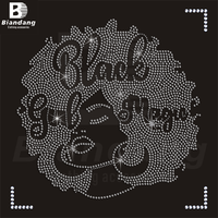 Hot Juneteenth Femmes Design Strass Modèle Conseil Strass Hot-fix Transfert De Chaleur Noir Dame Fer sur Transfert pour T-shirt