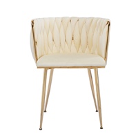 Fauteuil de salon moderne en velours moelleux au design créatif, chaise de manucure confortable avec dossier pour salon de beauté
