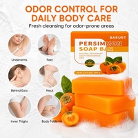 Savon Solide Corps Artisanal au Détachant Naturel de Kaki, Élimination Puissante des Odeurs, Antibactérien, Végétalien, Contrôle du Sébum, Anti-Acné, Nettoyage en Profondeur