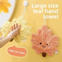 Serviette à main en polaire corail à motif de feuilles vertes, brodée, extra-large, épaisse et absorbante, pour cuisine et salle de bain