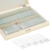 100 Kinds Human Tissue Prepared Glass Microscope Slides for Medical Teaching Packed in Wooden Box