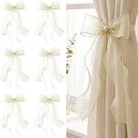 Attaches de rideaux en organza transparent ivoire crème à nœud uni, lot de 6, en ruban de gaze douce, nœuds décoratifs pour fenêtres