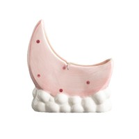 Support de spirale anti-moustiques en céramique peinte à la main, motif chat lunaire, pour encens et répulsif, avec bac de récupération des cendres