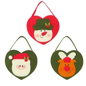 Santa Claus Candy Bag Christmas Felt Pouch With Handle Winter Party Jewelry Storage Packing Candy Bag Stand 3D Cartoon For Kids