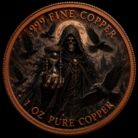 Memento Mori Ange de la Mort Souvenir Pièce de Défi 1 oz Cuivre Pur OEM ODM Personnalisé Vente en Gros Impression UV Couleur Gaufrée