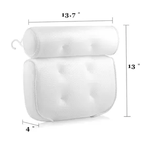 格洛韦优质定制柔软快干超厚防滑浴缸枕头3D网眼水疗浴枕带吸盘