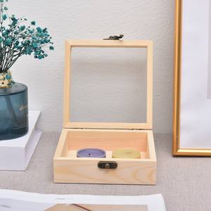 Natural <strong>Wooden</strong> Rectangular <strong>Storage</strong> <strong>Box</strong> with Glass Cover Wood Gift Jewelry Packing <strong>Box</strong> - Product Image 5
