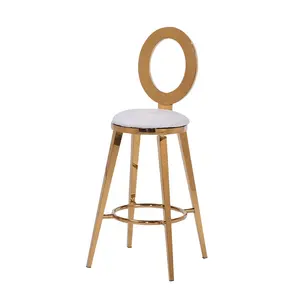 Bar stools and restaurant dinner chair set stainless steel modern gold metal bar chairs