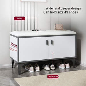 Banc à chaussures multifonctionnel de style nordique, durable, avec coussin moelleux, organisateur de chaussures pour le salon - Product Image 3