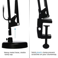 Lámpara de Estudio Portátil Ajustable con Clip para Habitación, Lámpara de Lectura para Dormitorio, Lámpara de Escritorio LED con Brazo Oscilante Flexible y Plegable con Clip