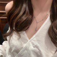 Collier pour femme en plaqué or 18 carats PVD, tendance 2026, moderne, classique, avec pendentif en zircon blanc, chaîne en Y, cadeau pour elle