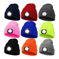 Chapeau en tricot jacquard avec éclairage LED, design lumineux à bouton, chapeau chaud et doux pour la conduite nocturne, la pêche, logo personnalisé