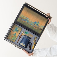 Vente directe d'usine, logo personnalisé, imprimé UV, ensemble cadeau de luxe réutilisable, carnet, tasse à thé en céramique, stylo, emballé dans une boîte, marque HLF, bureau