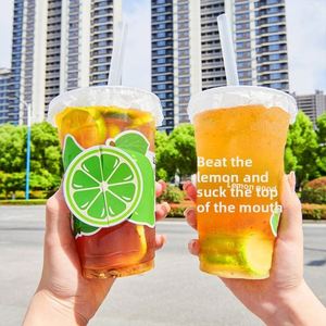 Vasos Desechables Personalizados de 98 Calibres y 24oz/20oz para Fiestas en la Piscina, Vasos Transparentes de Plástico PET de Pared Simple Impresos para Café, Té, Jugos Fríos - Product Image 4