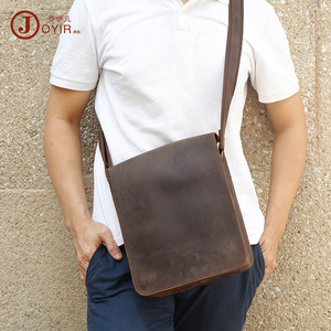 Bolso cruzado de cuero Joyir Crazy Horse para hombre, con solapa, gran capacidad, de cuero genuino, estilo británico, versátil - Product Image 2