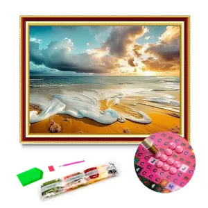 Factory Direct Seascape Series Beach Wave Wall Decor 5d Diamond Painting On Canvas Crystal Diamond Embroidery Painting