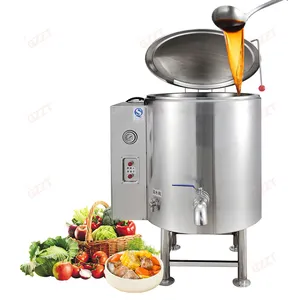 Circulating heating 304 Stainless Steel 3mm Inner Electric Boiling Pan Chili Sauce Cooking Pan Heat Transfer Oil Jacketed Kettle