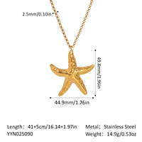 Collar con Colgante de Estrella de Mar en Acero Inoxidable Chapado en Oro de 18K, Serie Océano, Joyería de Verano 2026, Personalizado, Resistente al Agua, para Mujer