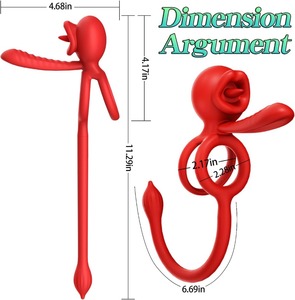 Anneau vibrant 3-en-1 pour couple, jouet sexuel <span class=keywords><strong>à</strong></span> 9 modes, double anneau pénien, stimulateur clitoridien et anal, design langue de chatte - Product Image 6