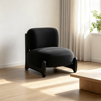 Fauteuil lounge Tenghang Sherpa, style moderne minimaliste, canapé individuel avec structure en bois pour salon et chambre, style crème, sans accoudoirs, idéal pour la détente