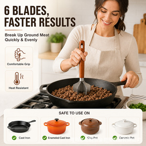 Écrase-pommes en acier inoxydable avec manche en bois, outil multifonctionnel pour écraser les légumes, pour la cuisine et la pâtisserie - Product Image 3
