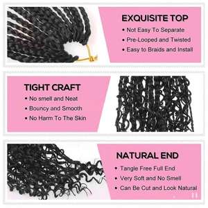 <span class=keywords><strong>Tresses</strong></span> africaines naturelles à trois brins, <span class=keywords><strong>tresses</strong></span> boîte concubine torsadées, cheveux au crochet de 30 pouces, modèle en fil haute température, Three-Phair Fly - Product Image 5