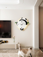 Horloge murale décorative en pierre de grès découpée au laser UV, tendance nordique, nouvelle, intérieur de la maison, peinture de panda, lumières LED, décoration