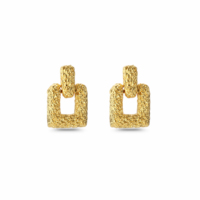 Boucles d'oreilles pendantes à maillons pour femme, bijoux texturés organiques, style moderne et tendance