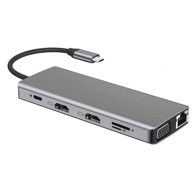 Best Selling 12 in 1 USB-C Docking Station Hub with for 2.0 VGA 100W PD RJ45 LAN USB 3.0 Ports for Laptop