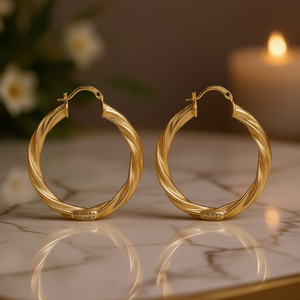 Orecchini a Cerchio Christopher Doranlee in Oro Placcato 18K, Design Intrecciato, Stile Classico Unisex per Uso Quotidiano - Product Image 2