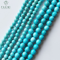 Perles en vrac de pierres précieuses synthétiques turquoise (turquoise) de 4/6/8/10/12 mm pour la fabrication de bijoux DIY, bracelets pour femmes et hommes