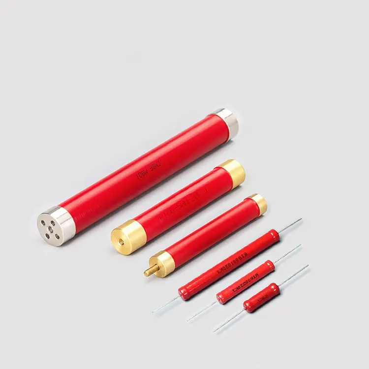 Ri80 Red Color Withstand Voltage Glass Glaze Metal Film High Frequency Non-inductive Tubular Rod Voltage Divider Resistor 50w