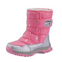 Nouveaux modèles de bottes d'hiver roses, bottes de neige thermiques pour bébé fille, en peluche, imperméables, à enfiler, mi-hautes, bottes de ski, chaussures pour enfants, 27-39, prix bas