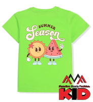 T-shirt régulier court vietnamien décontracté/streetwear/vêtements de plage vert citron col rond (col rond)