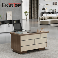 Ekintop Bureau de Direction en Bois, Tables de Lecture, Réception, Mobilier de Bureau à Domicile, Petits Bureaux avec Tiroirs