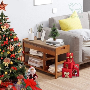 3-tầng tre tự nhiên Giày giá thiết kế mới giày lưu trữ Organizer với đệm cho khởi động giày hợp thời trang băng ghế dự bị cho hành lang phòng ngủ - Product Image 1