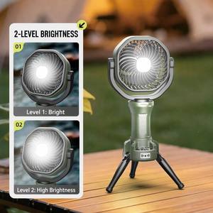 Oscillating <b>Fan</b> LED Light Outdoor Rechargeable Camping Fishing <b>Fan</b> Brushless Motor Strong Wind <b>Remote</b> <b>Control</b> Battery USB - Product Image 6