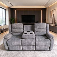 Ensemble de canapés inclinables manuels 3+2+1, sièges de cinéma maison en tissu avec porte-gobelets, canapé inclinable de luxe pour salon