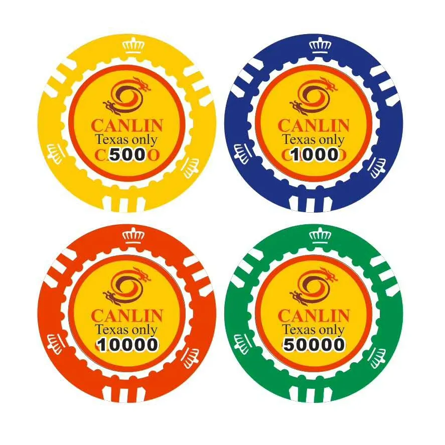 رقائق لعبة البوكر من البلاستيك لعبة البوكر عالية الجودة مطبوعة بشعار مخصصة رقائق لعبة البوكر