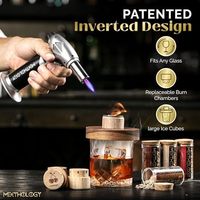 Kit de fumeur de cocktail à l'ancienne de luxe écologique torche en acier inoxydable accessoires de bar en bambou pour les fêtes au whisky Bourbon